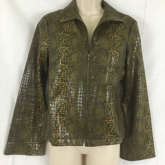Womens  alligator-skin open  zip jacket sz S - Picture 1 of 5